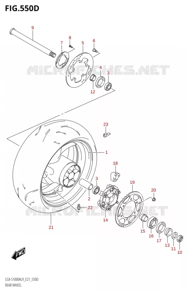 ACHTERWIELSX-S1000AUFL9 E21) Suzuki MOTO 1000 GSX-S 2019  GSX-S1000YA L9 (E21)