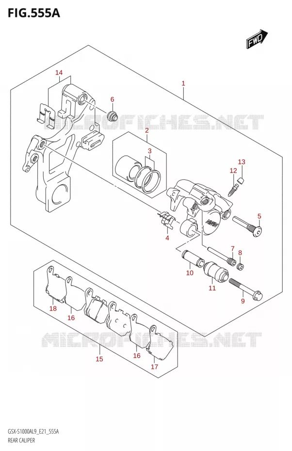 REAR CALIPER Suzuki MOTO 1000 GSX-S 2019  GSX-S1000YAUF L9 (E21)