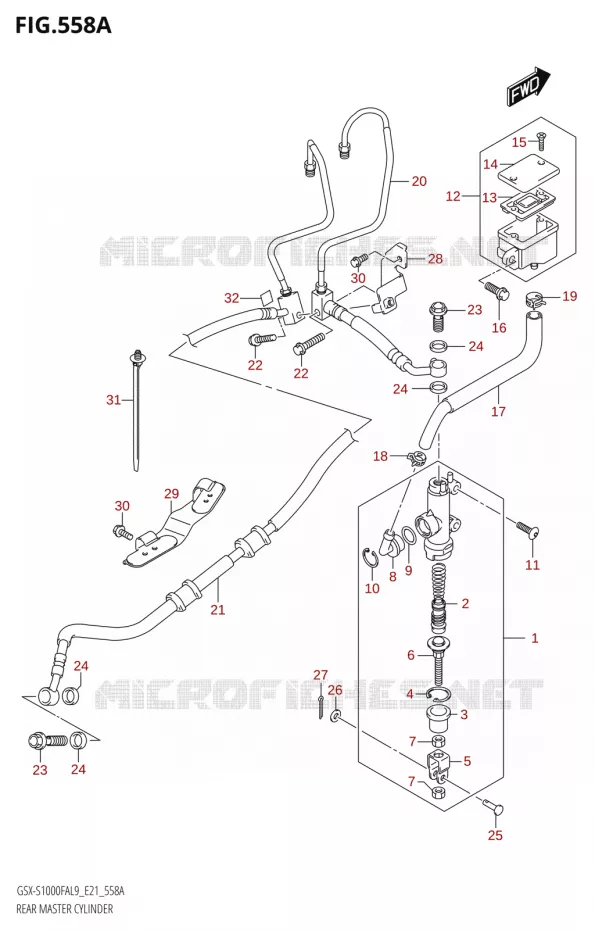 ACHTER hoofdremcilinder Suzuki MOTO 1000 GSX-S 2019  GSX-S1000FZA L9 (E21)