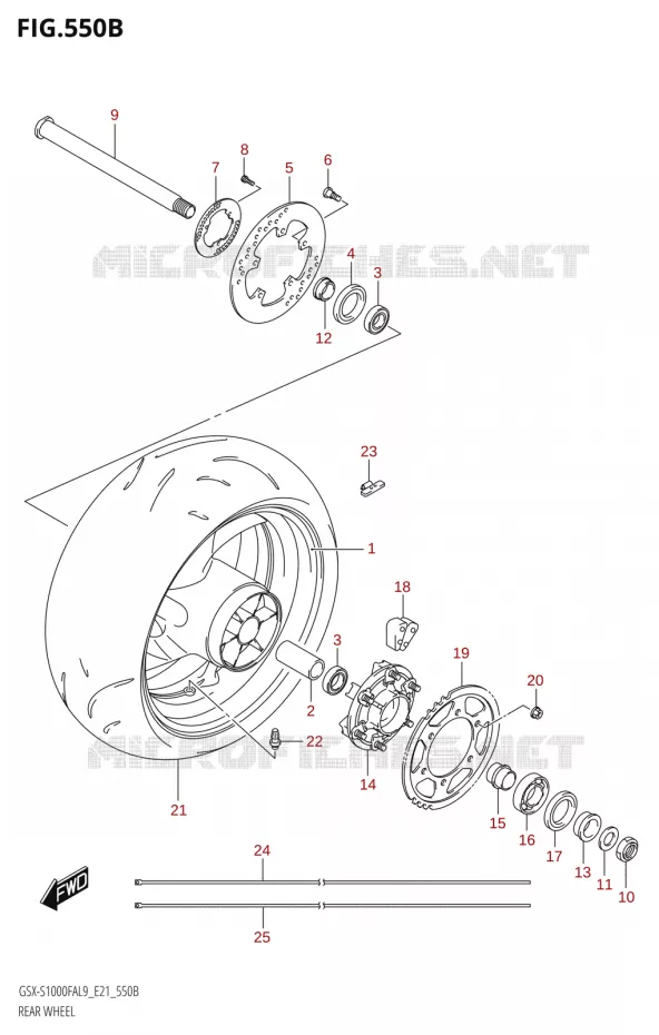 ACHTERWIEL (GSX-S1000FYA:L9:E21) Suzuki MOTO 1000 GSX-S 2019  GSX-S1000FYA L9 (E21)