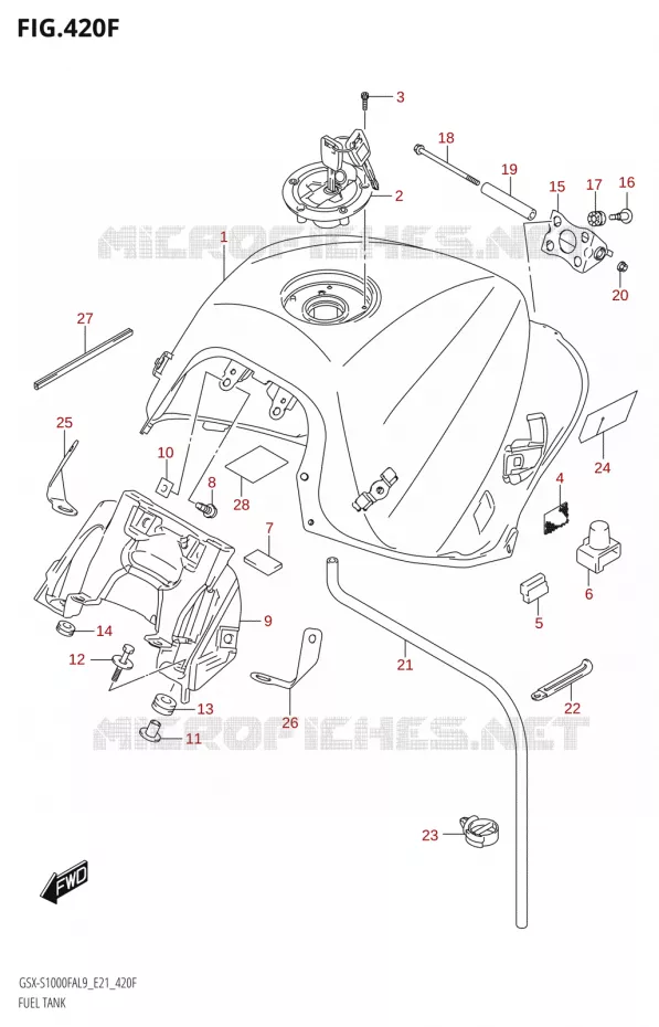 FUEL TANK (GSX-S1000FZAUF:L9:E21) Suzuki MOTO 1000 GSX-S 2019  GSX-S1000FZAUF L9 (E21)