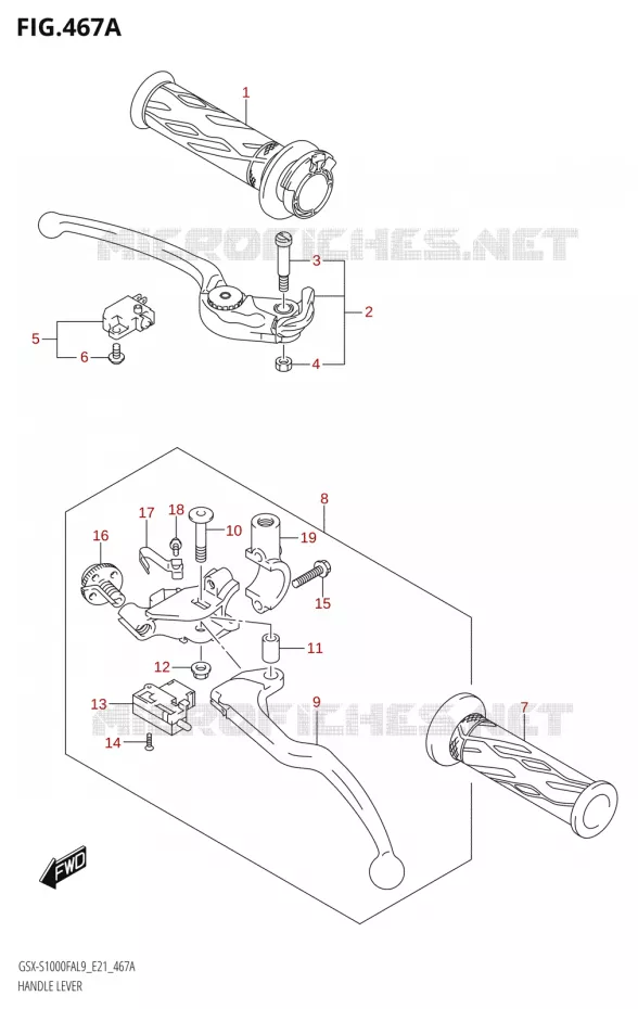 HEFBOMEN - HANDGRIPS Suzuki MOTO 1000 GSX-S 2019  GSX-S1000FYA L9 (E21)