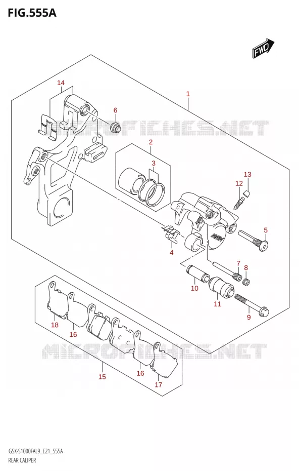 REAR CALIPER Suzuki MOTO 1000 GSX-S 2019  GSX-S1000FYA L9 (E21)