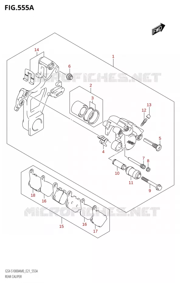 REAR CALIPER Suzuki MOTO 1000 GSX-S 2020  GSX-S1000A M0 / GSX-S1000ZA M0 (E21)