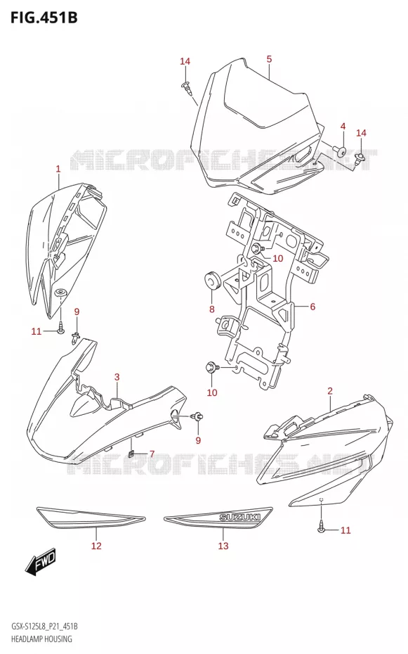 KOPLAMPBEHUIZING (GSX-S125MLX:L8:P21) Suzuki MOTO 125 GSX-S 2018  GSX-S125ML L8 (P21)