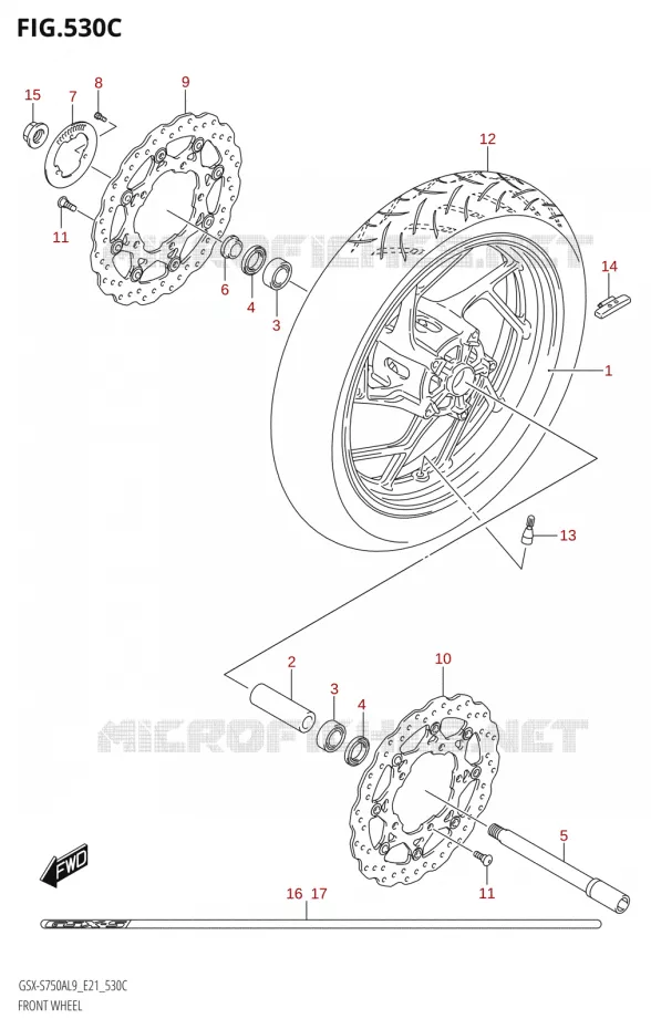 VOORWIELEL (GSX-S750ZA:L9:E21) Suzuki MOTO 750 GSX-S 2019  GSX-S750A L9 (E21)