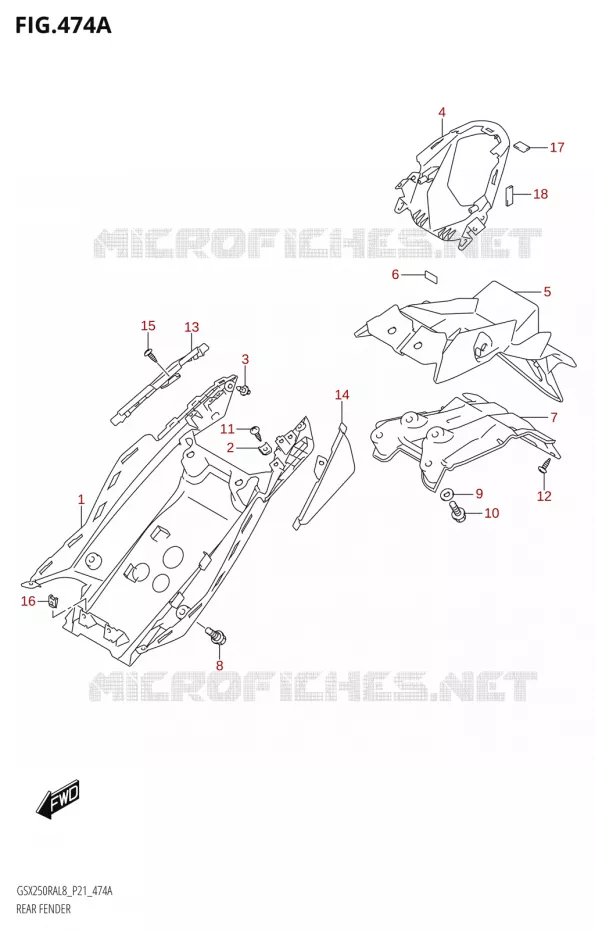 ACHTERSPATBORD Suzuki MOTO 250 INAZUMA 2018  GW250RAZ L8 (P21)