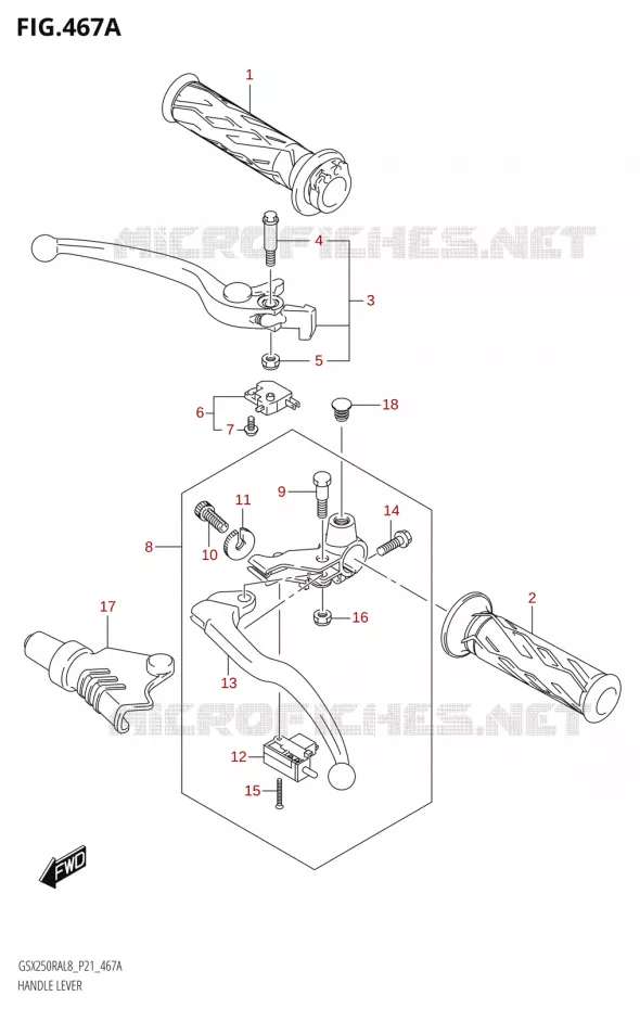 HEFBOMEN - HANDGRIPS Suzuki MOTO 250 INAZUMA 2018  GW250RA L8 (P21)