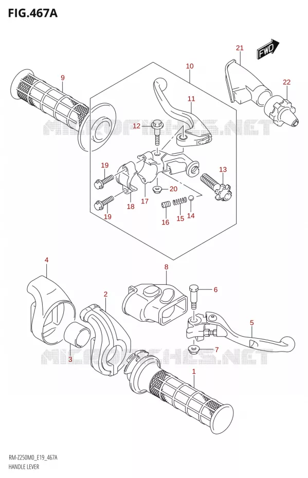 HANDGRIPS - LEVERS Suzuki MOTO 250 RM-Z 2020  RM-Z250 M0 (E19)
