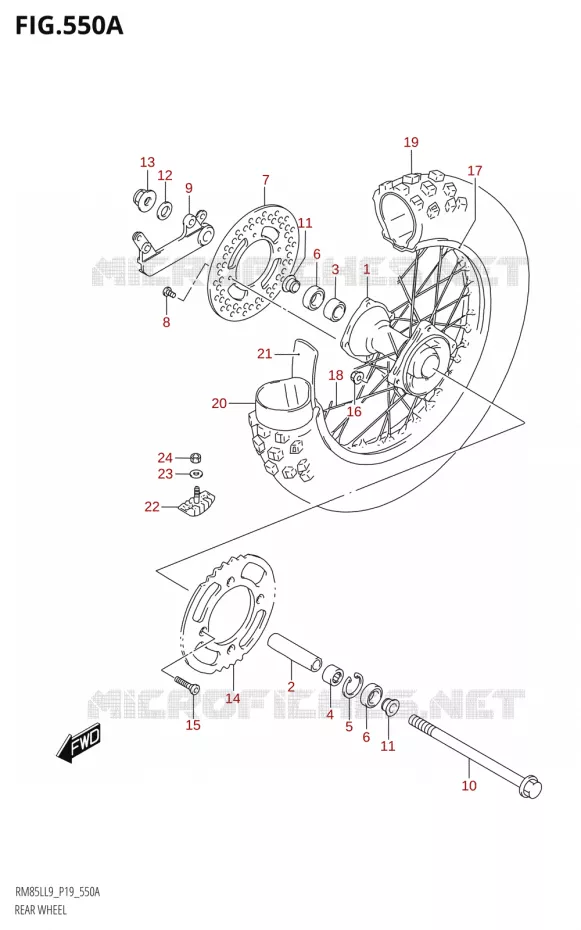 ACHTERWIEL Suzuki MOTO 85 RM 2019  RM85L L9 (P19)