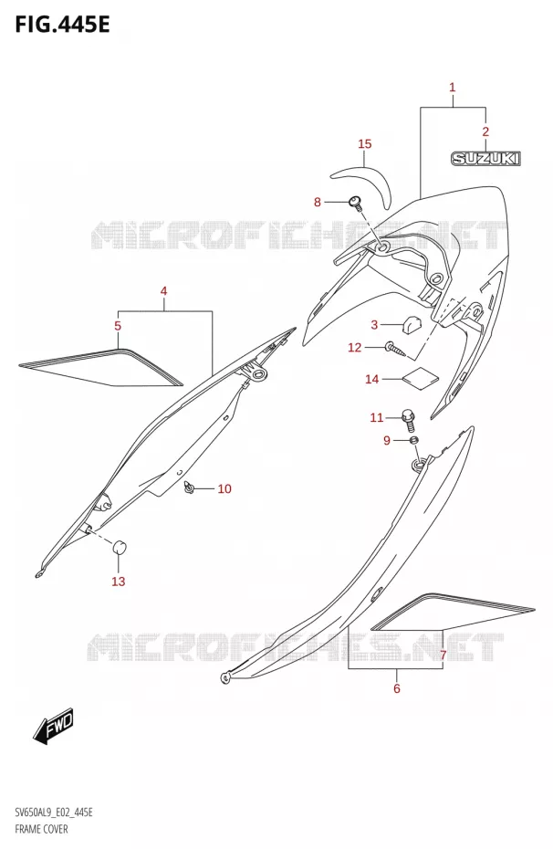 ACHTER KUIPIS (SV650XAL9 E02) Suzuki MOTO 650 SV 2019  SV650XA L9 (E02)