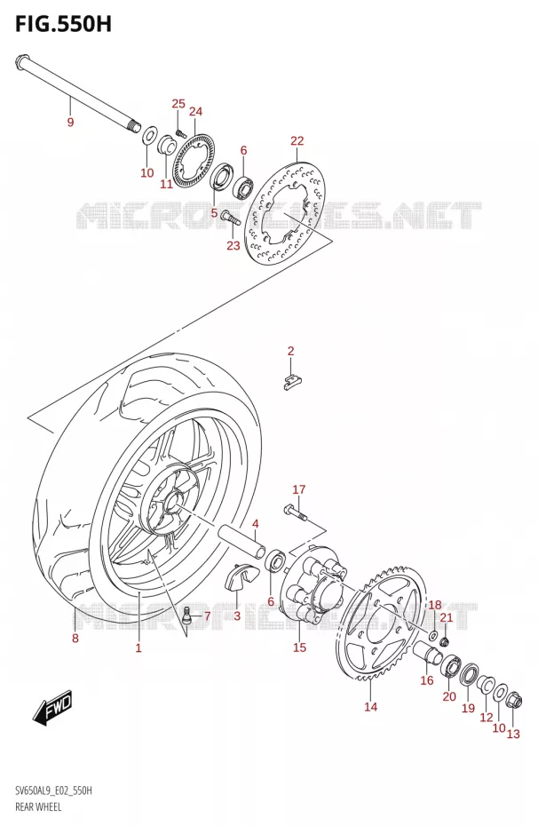 ACHTERWIELV650XAUL9 E19) Suzuki MOTO 650 SV 2019  SV650XA L9 (E02)