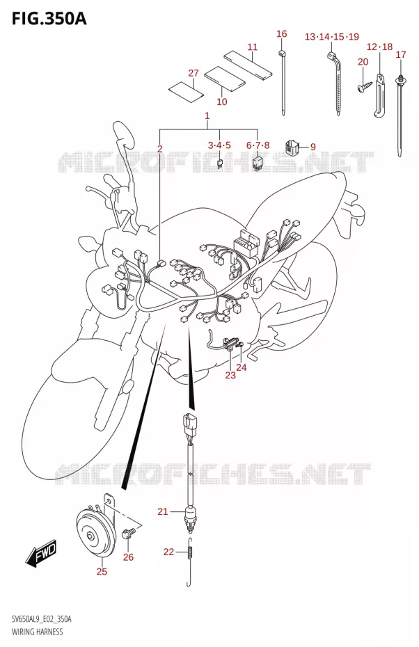 BEDRADINGISCEAU (SV650AL9 E02) Suzuki MOTO 650 SV 2019  SV650A L9 (E02)