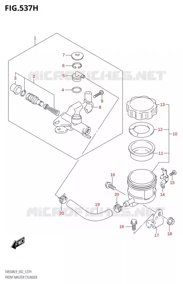 FRONT HOOFDREMCILINDER650XAUL9 E19) Suzuki MOTO 650 SV 2019  SV650XA L9 (E02)