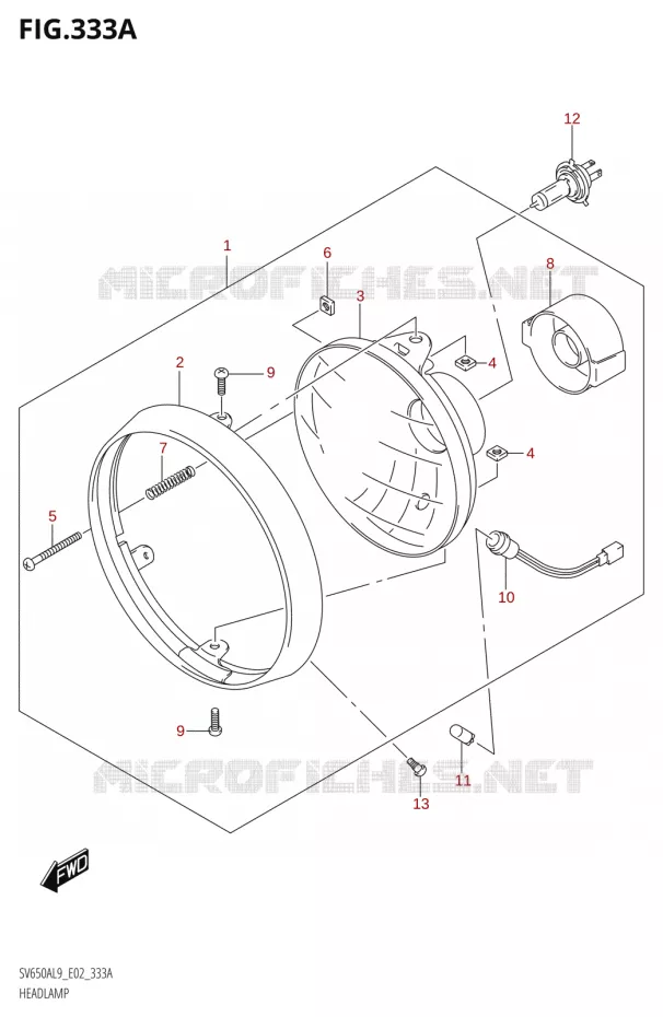 KOPLAMPV650AL9 E02) Suzuki MOTO 650 SV 2019  SV650XA L9 (E02)