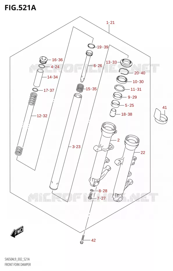 VOORVORKMORTISSEUR AVT (SV650AL9 E02) Suzuki MOTO 650 SV 2019  SV650A L9 (E02)