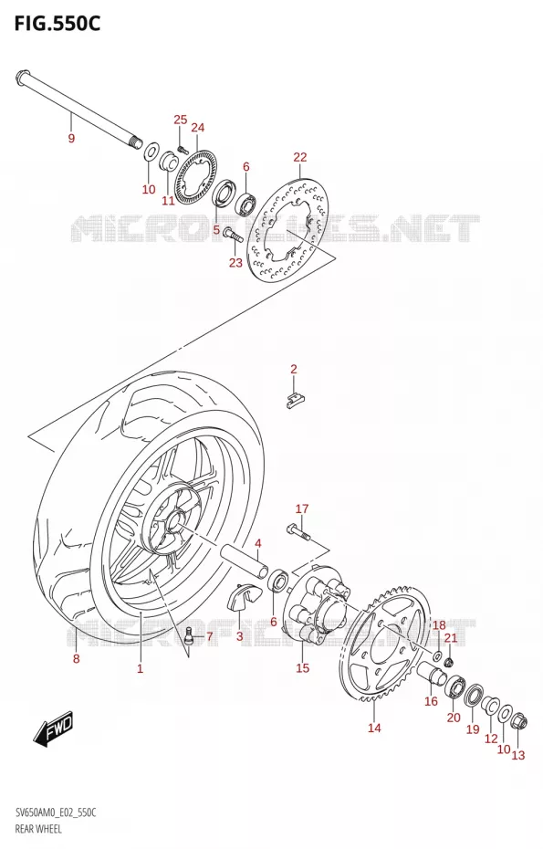 ACHTERWIELV650XA,SV650XAU) Suzuki MOTO 650 SV 2020  SV650A M0 (E02)