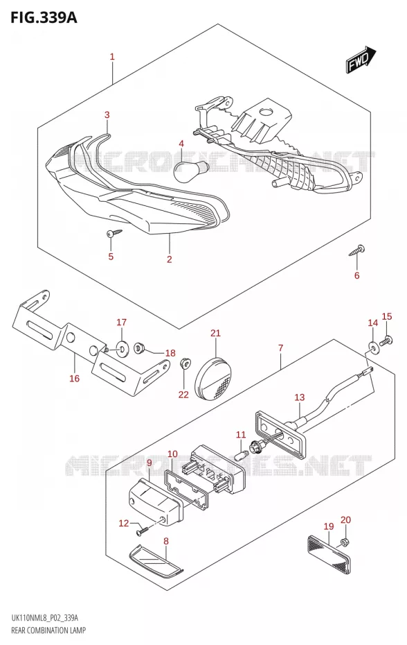 ACHTERLICHT Suzuki SCOOTER 110 ADDRESS 2018  UK110NM L8 (P02)