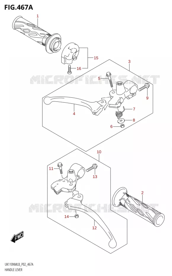 HEFBOMEN - HANDGRIPS Suzuki SCOOTER 110 ADDRESS 2018  UK110NM L8 (P02)
