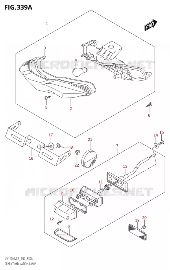 TAIL LIGHT ASSY Suzuki SCOOTER 110 ADDRESS 2019  UK110NM L9 (P02)