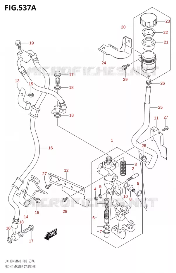 FRONT HOOFDREMCILINDER Suzuki SCOOTER 110 ADDRESS 2020  UK110NM M0 (P02)