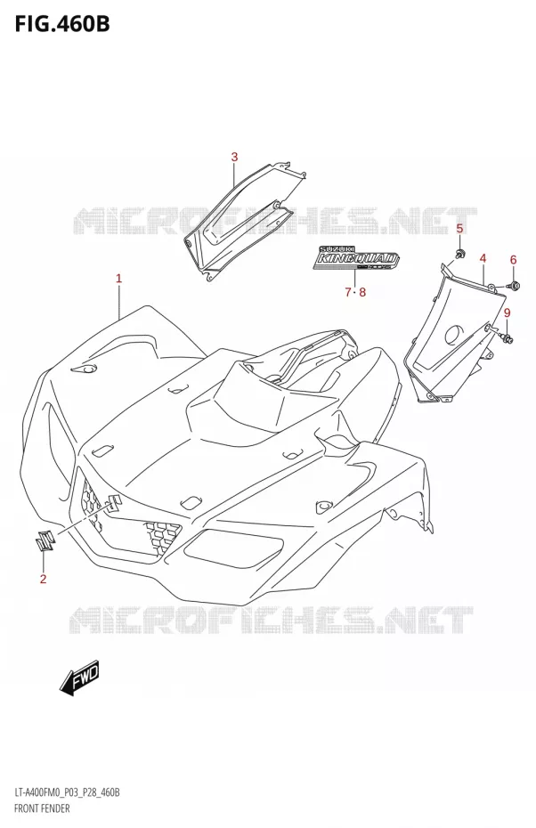 FRONT FENDERT-A400FM0 P28) Suzuki QUAD 400 KINGQUAD 2020  LT-A400F M0 (P28)