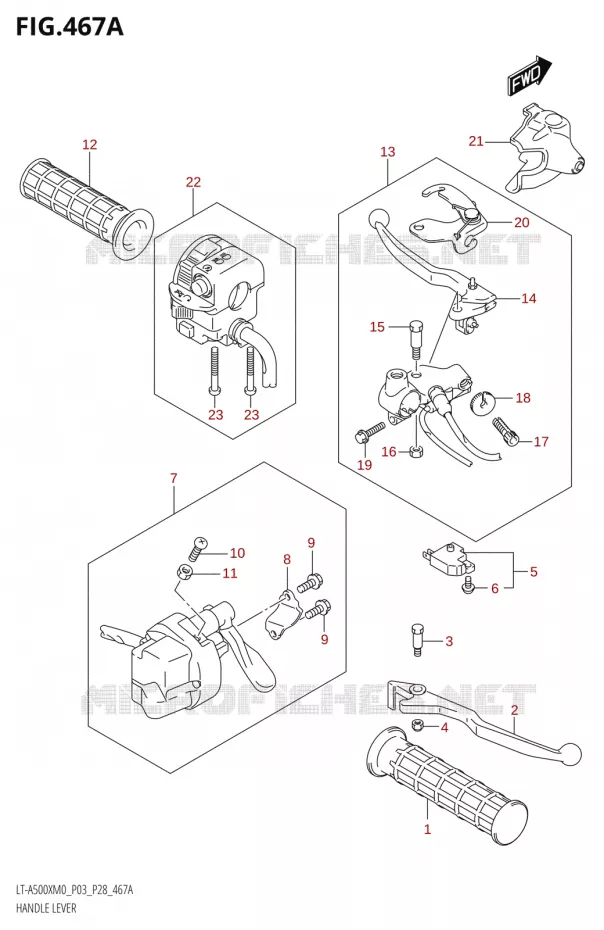 HANDGRIPS - LEVERS Suzuki QUAD 500 KINGQUAD 2020  LT-A500X / XP / XPZ M0 (P03,P28,P33)