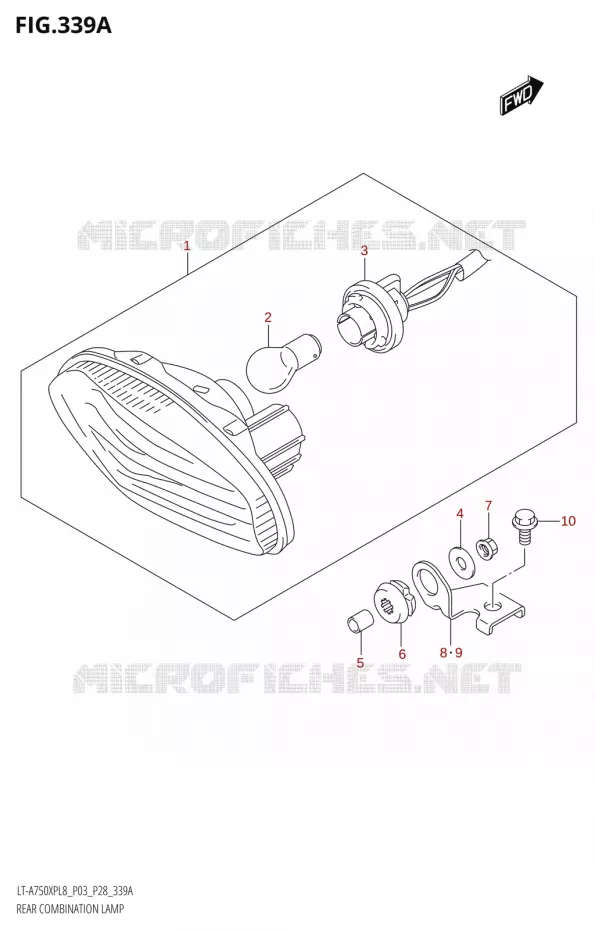 ACHTERLICHTTION LAMP (LT-A750XP:L8:P03) Suzuki QUAD 750 KINGQUAD 2018  LT-A750XPB L8 (P03)