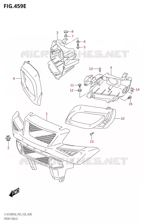 VOORBUMPER - KOPLAMPHUISL8:P28) Suzuki QUAD 750 KINGQUAD 2018  LT-A750XPB L8 (P03)