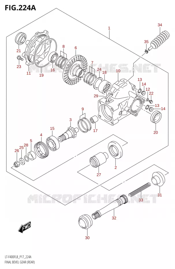 AANDRIJFASQUE (ARRIERE) Suzuki QUAD 400 KINGQUAD 2018  LT-F400F L8 (P17)