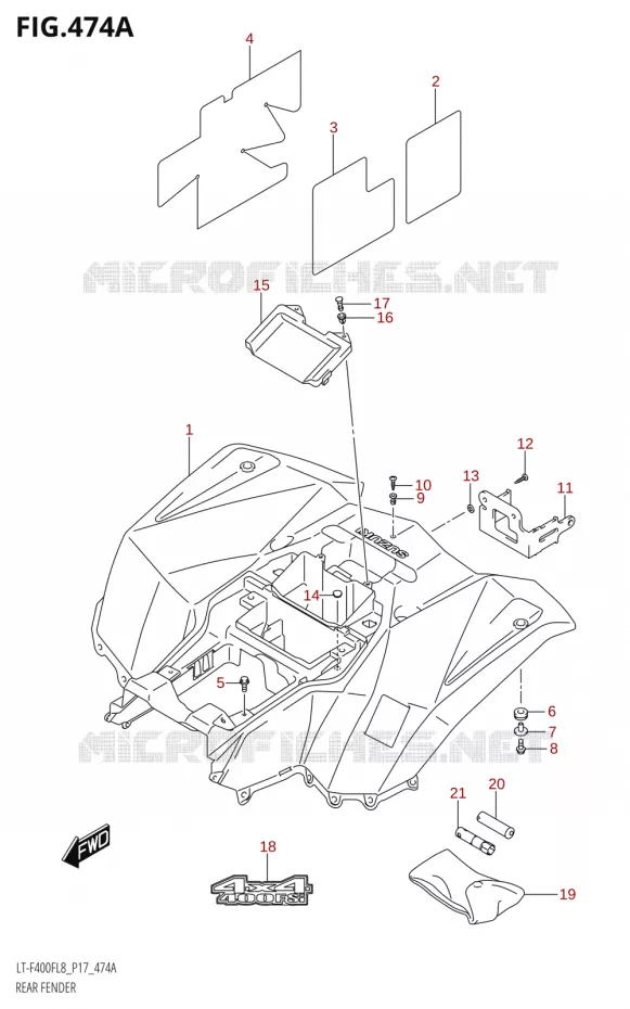 ACHTERSPATBORD Suzuki QUAD 400 KINGQUAD 2018  LT-F400F L8 (P17)