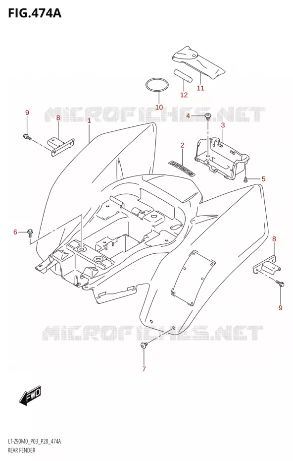 ACHTERSPATBORD Suzuki QUAD 90 QUADSPORT 2020  LT-Z90 M0 (P03,P28)