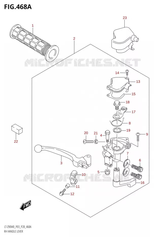 RECHTS HANDGRIPS - LEVERS Suzuki QUAD 90 QUADSPORT 2020  LT-Z90 M0 (P03,P28)
