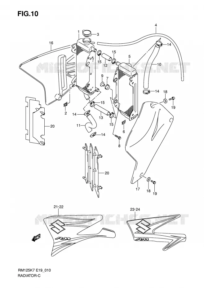 RADIATOR Suzuki MOTO 125 RM 2012  RM125K8(P19)