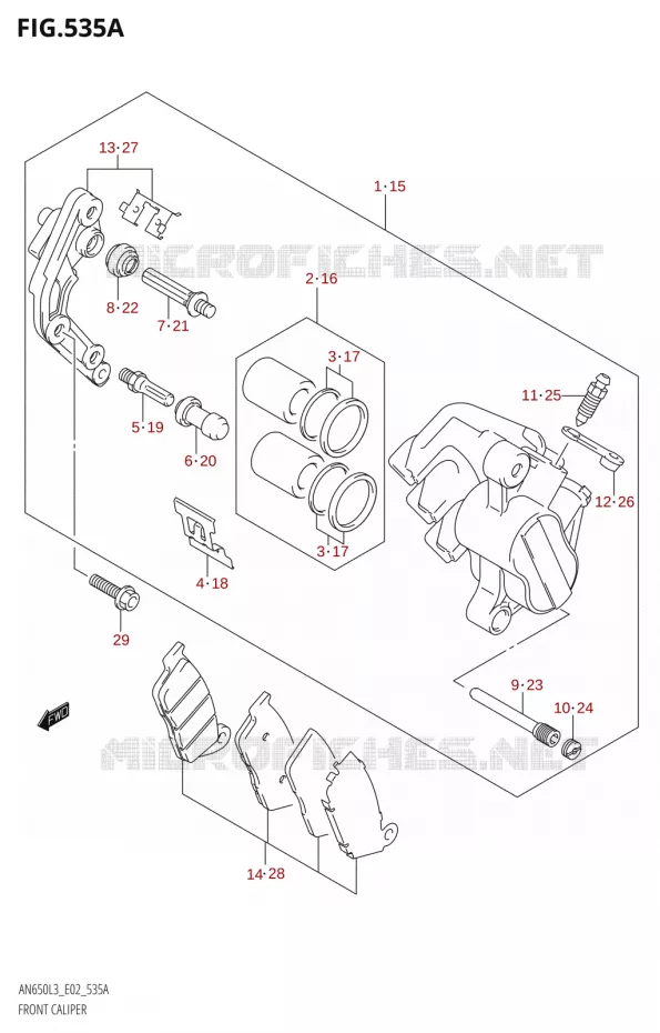 FRONT CALIPER Suzuki SCOOTER 650 BURGMAN 2013  AN650 L3 (E02,E19)
