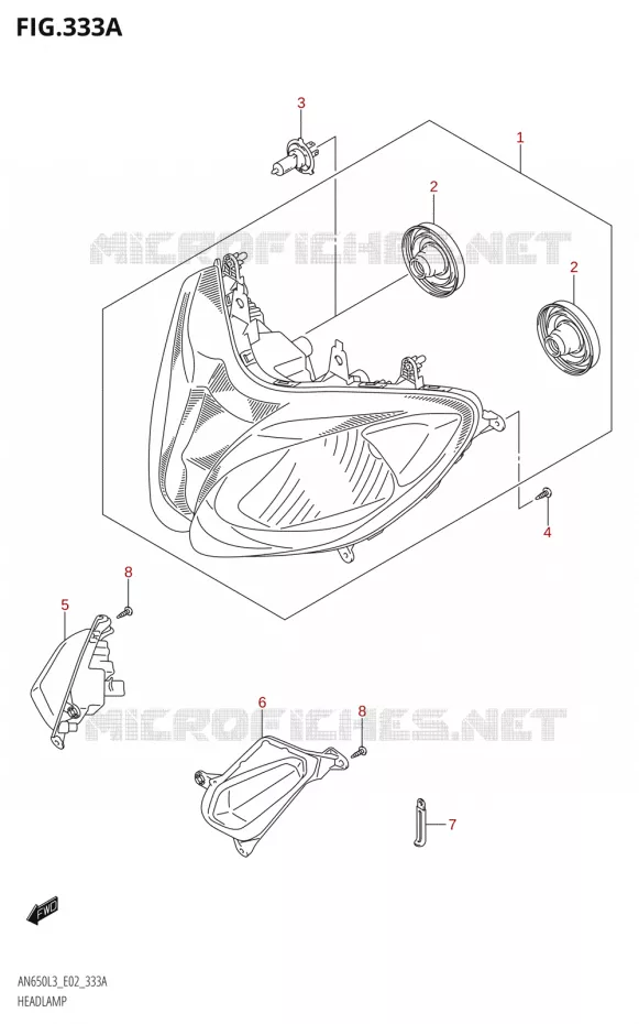 KOPLAMP Suzuki SCOOTER 650 BURGMAN 2013  AN650 L3 (E02,E19)