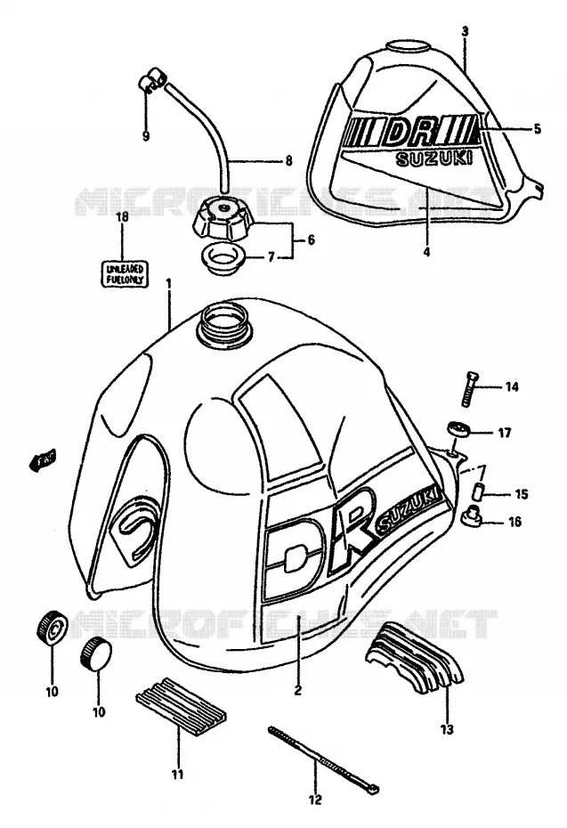 BENZINETANKS (MODELE H / J) Suzuki MOTO 600 DR 1987  DR600SUH(E2)