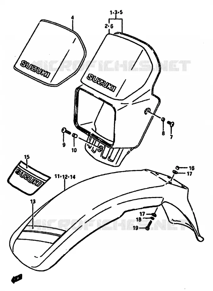 HEADLIGHT BOWL - FRONT FENDERLE F / G / H) Suzuki MOTO 600 DR 1987  DR600SUH(E2)