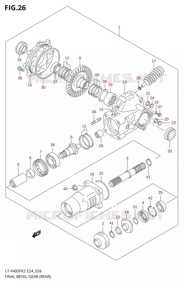 AANDRIJFASQUE (ARRIERE) Suzuki QUAD 400 EIGER 2002  LT-F400FK2(E24)