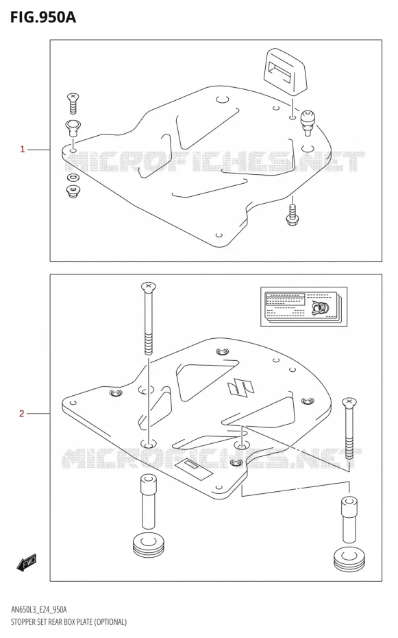 STOPPER SET REAR BOX PLATE (OPTIONAL) Suzuki SCOOTER 650 BURGMAN 2013  AN650 L3 (E24)