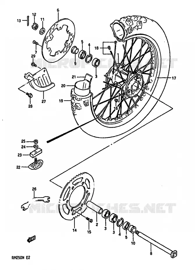 ACHTERWIELODELE N) Suzuki MOTO 125 RM 1981  RM125X