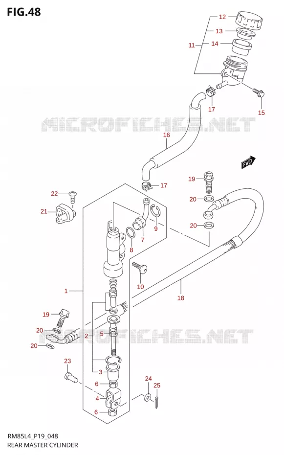 ACHTER HOOFDREMCILINDER5L4 P19) Suzuki MOTO 85 RM 2014  RM85 L4 (P19)