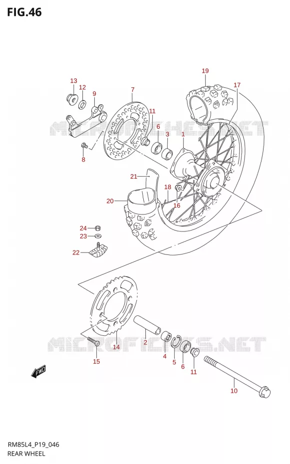 ACHTERWIELM85LL4 P19) Suzuki MOTO 85 RM 2014  RM85L L4 (P19)