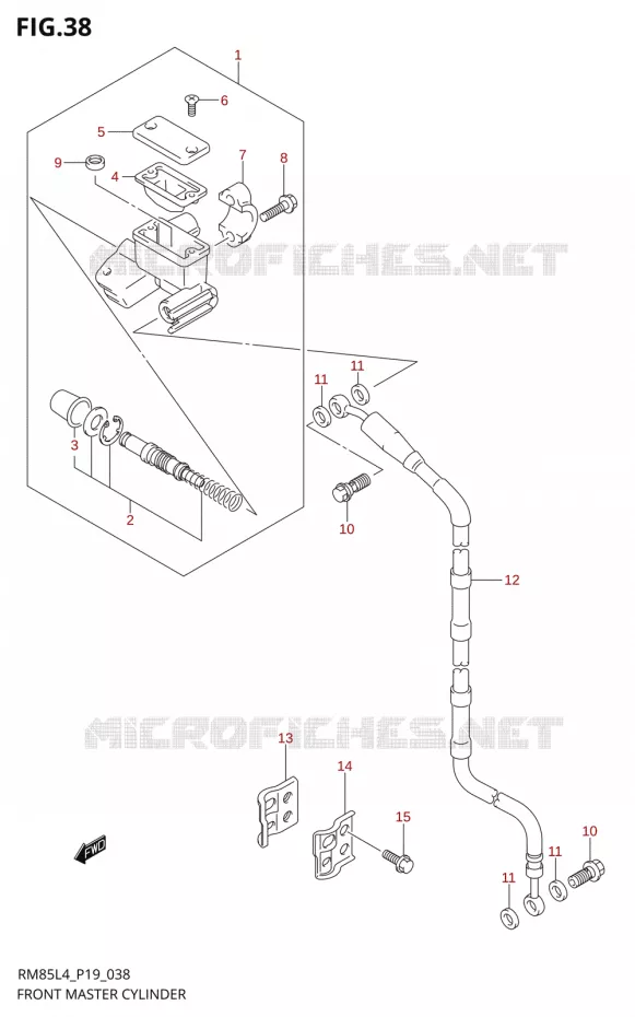 FRONT HOOFDREMCILINDER85L4 P19) Suzuki MOTO 85 RM 2014  RM85 L4 (P19)