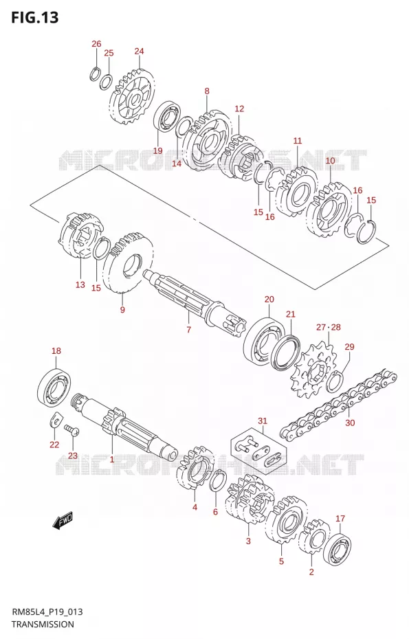 TRANSMISSION (RM85LL4 P19) Suzuki MOTO 85 RM 2014  RM85 L4 (P19)
