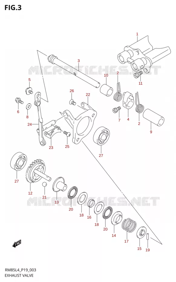 UITLAATKLEP Suzuki MOTO 85 RM 2014  RM85L L4 (P19)
