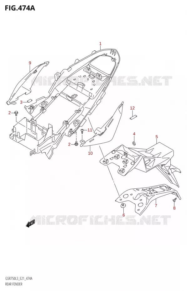 ACHTERSPATBORDR750:L3:E21) Suzuki MOTO 750 GSR 2013  GSR750AUE L3 (E21)