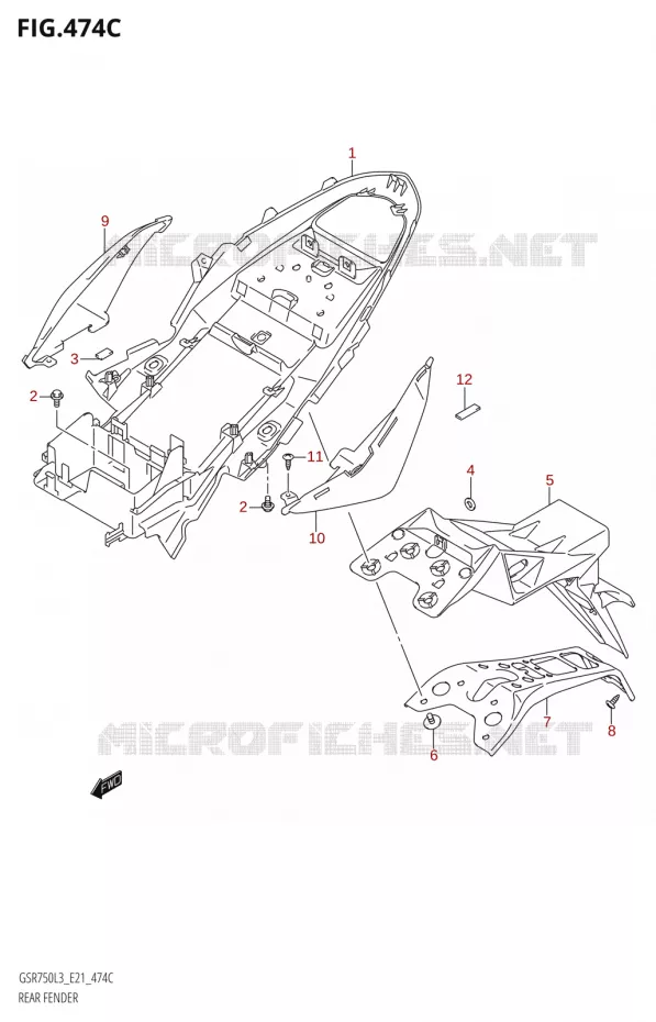 ACHTERSPATBORDR750UE:L3:E21) Suzuki MOTO 750 GSR 2013  GSR750AUE L3 (E21)