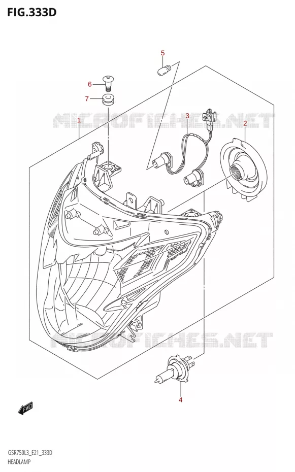 KOPLAMP (GSR750A:L3:E21) Suzuki MOTO 750 GSR 2013  GSR750 L3 (E21)