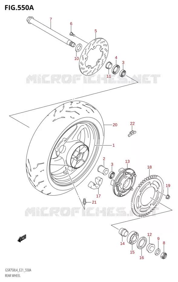 ACHTERWIEL (GSR750:L4:E21) Suzuki MOTO 750 GSR 2014  GSR750UE L4 (E21)